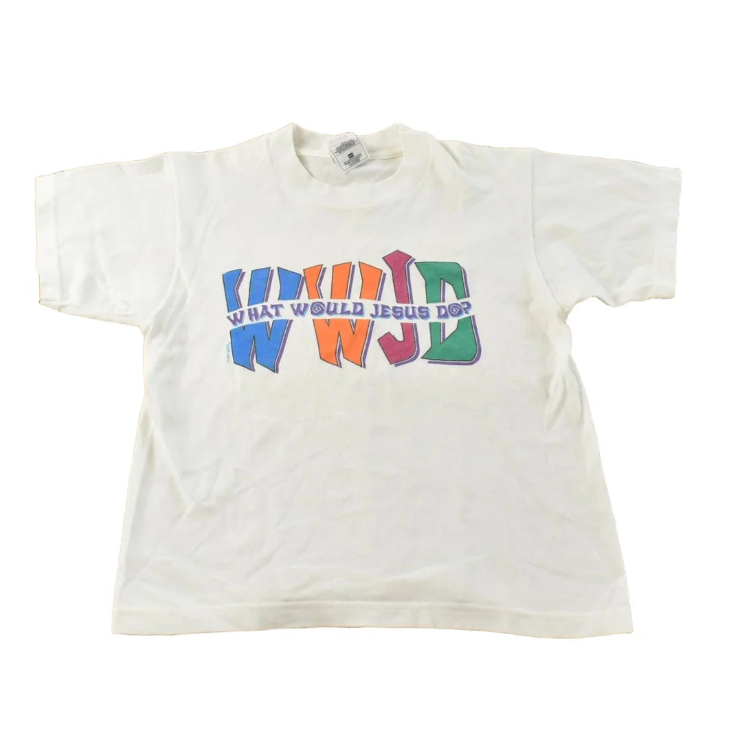 Vintage 1997 WWJD Methodist Church Christian Gospel T-Shirt Youth M from propervintagecanada