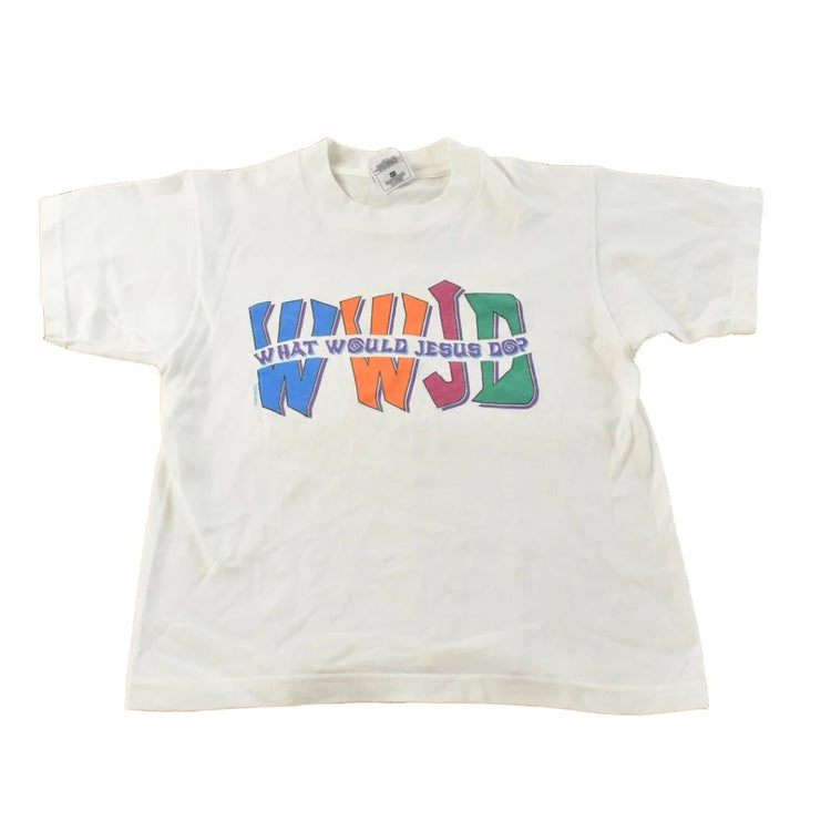 Vintage 1997 WWJD Methodist Church Christian Gospel T-Shirt Youth M from propervintagecanada