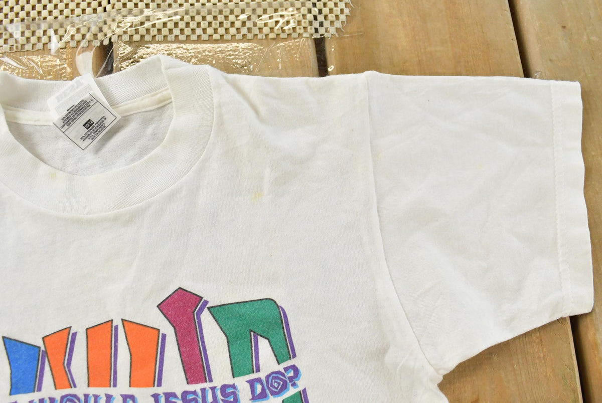 Vintage 1997 WWJD Methodist Church Christian Gospel T-Shirt Youth M from propervintagecanada