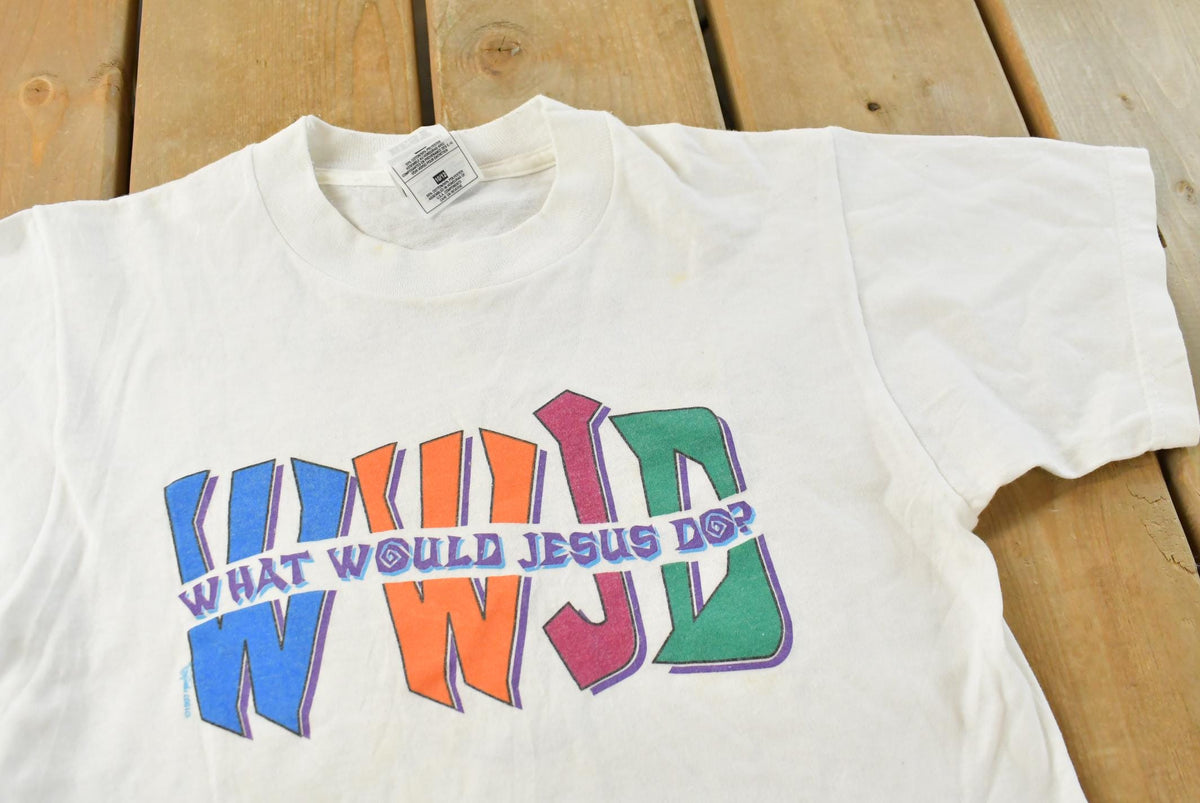 Vintage 1997 WWJD Methodist Church Christian Gospel T-Shirt Youth M from propervintagecanada