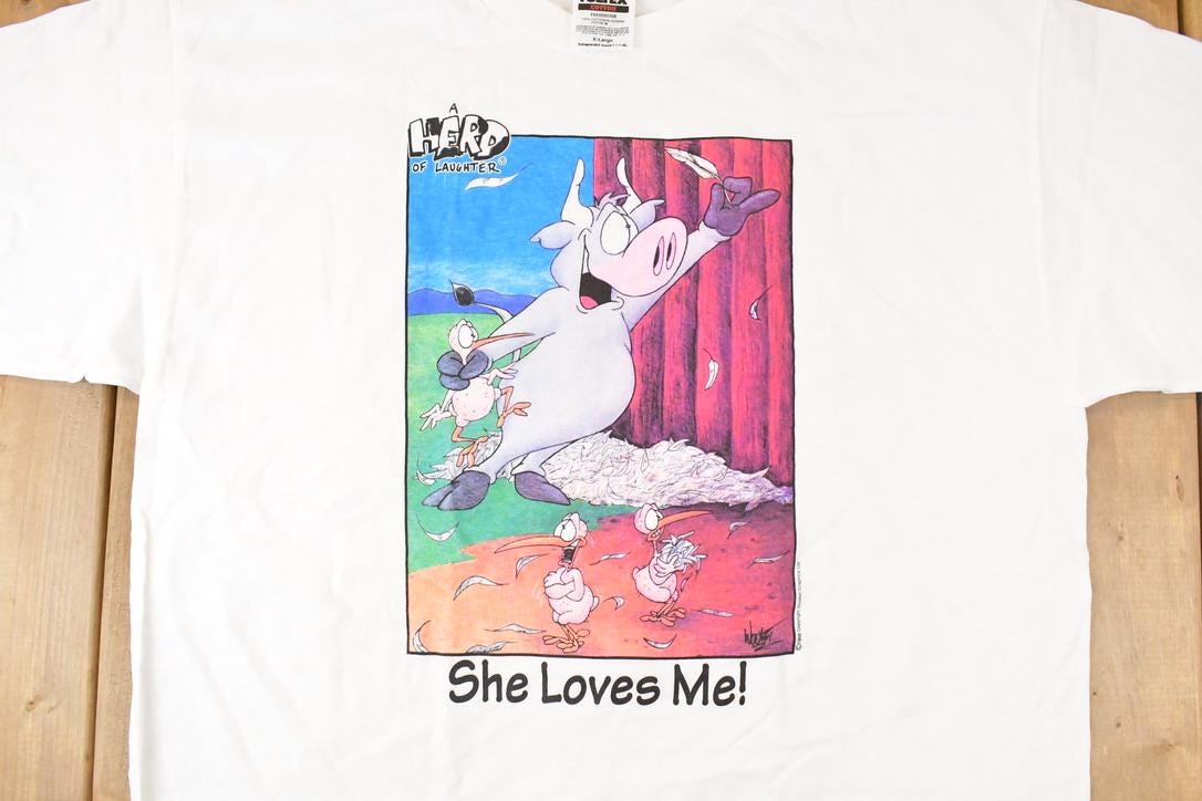 Vintage 1998 A Herd Of Laughter Souvenir Comedy T-Shirt Men's XL from propervintagecanada