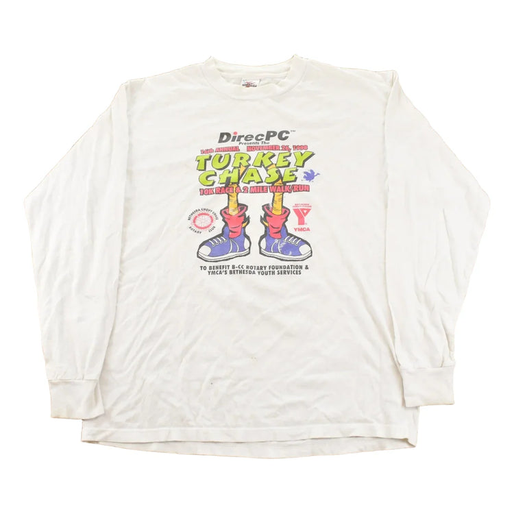 Vintage 1998 Distressed 16th Annual Turkey Chase 10K Race & 2 Mile Walk Run Long Sleeve T-Shirt Men's M from propervintagecanada
