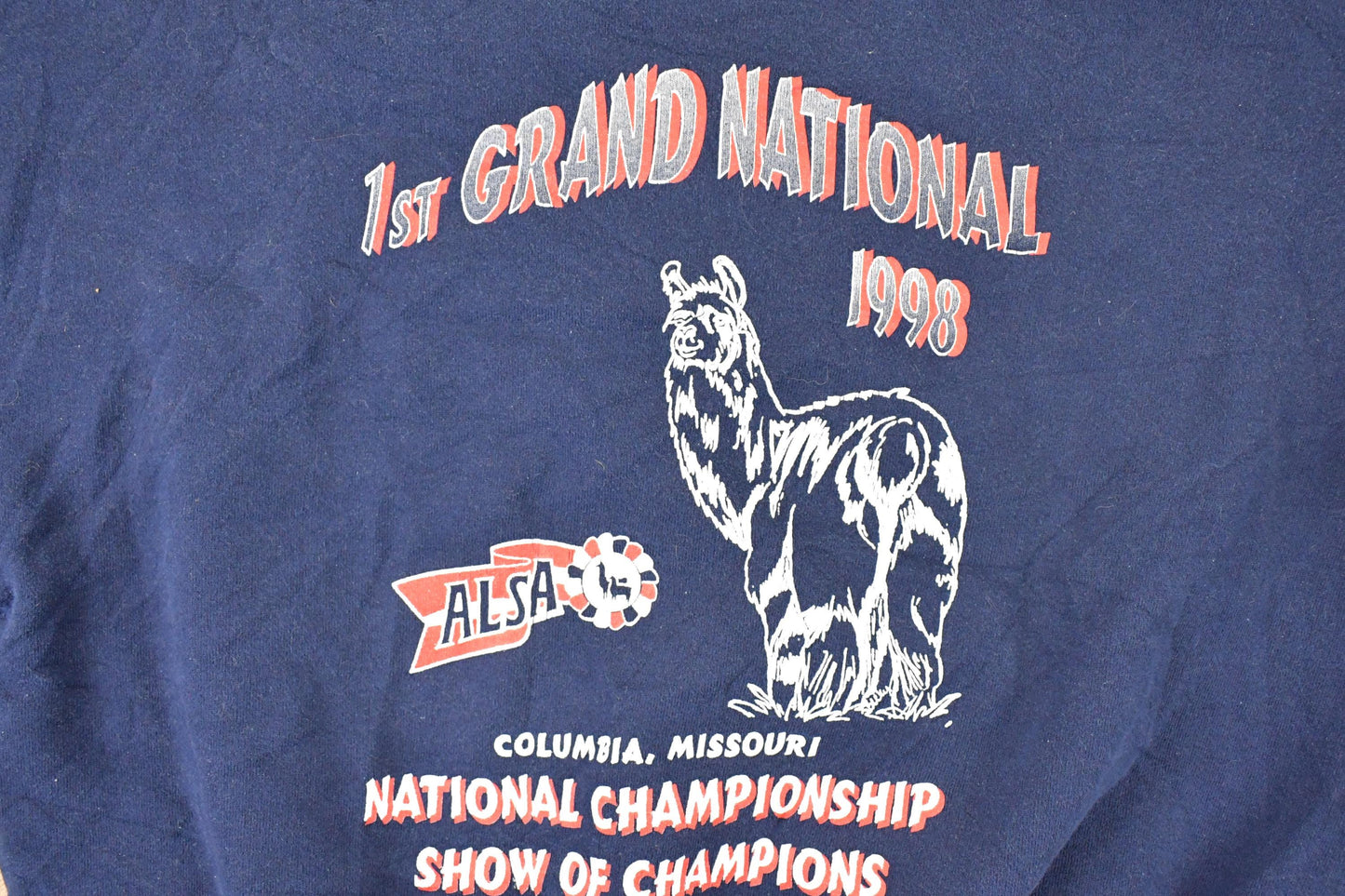 Vintage 1998 First Grand National Alsa LLama Graphic Print Crewneck Sweatshirt Mens L from propervintagecanada