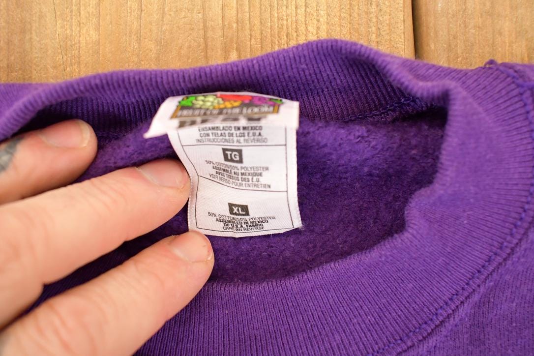 Vintage 1998 Minnesota Purple Pride Graphic Print NFL Crewneck Sweatshirt Men's L from propervintagecanada