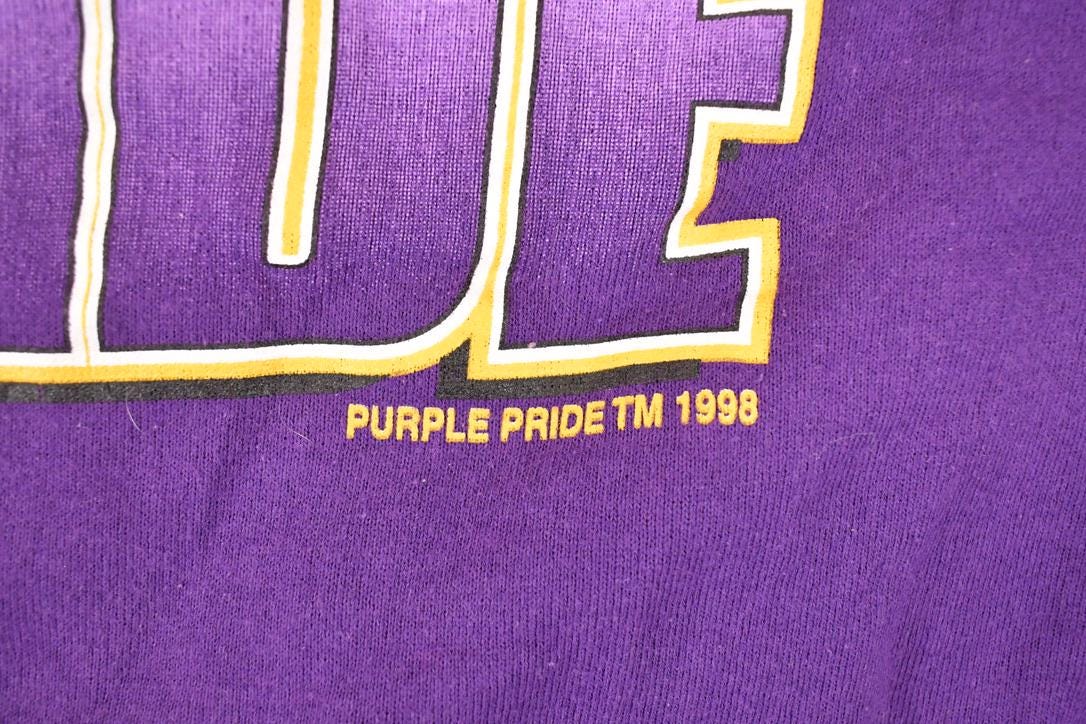 Vintage 1998 Minnesota Purple Pride Graphic Print NFL Crewneck Sweatshirt Men's L from propervintagecanada