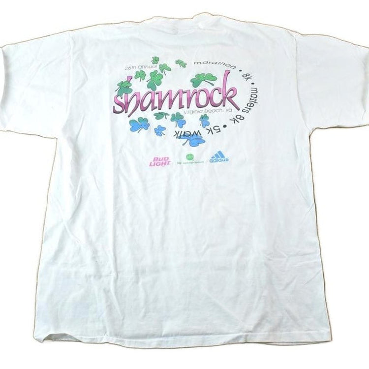 Vintage 1998 Shamrock 5K Walk Souvenir Single Stitch Graphic Print T-Shirt Made In USA Men's Large from propervintagecanada