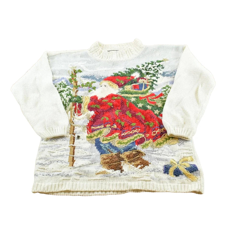 Vintage 1998 Tiara International Christmas Santa Claus Knit Sweater Women's M from propervintagecanada