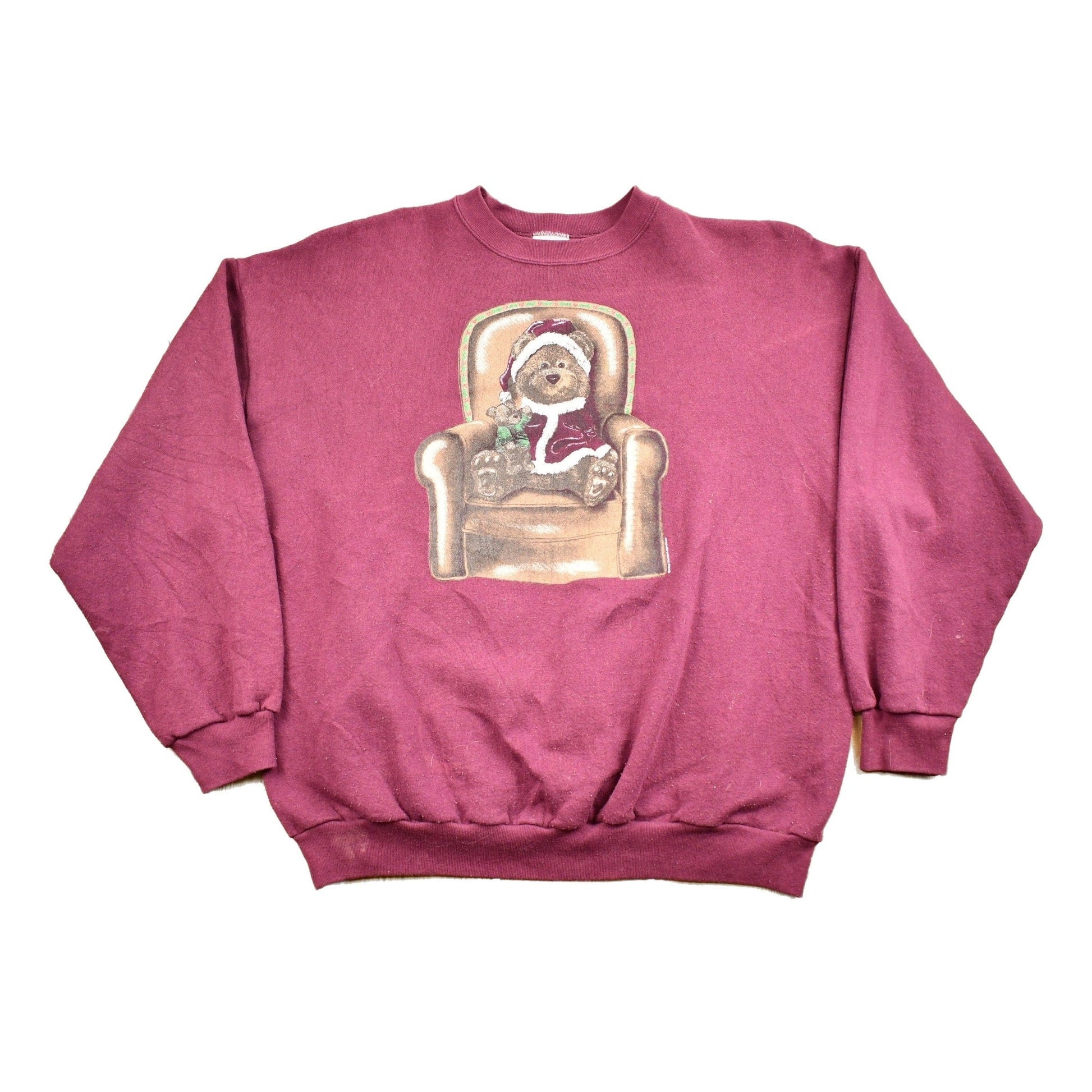 Vintage 1999 Cute Christmas Teddy Bear Graphic Crewneck Sweater Men's XL from propervintagecanada
