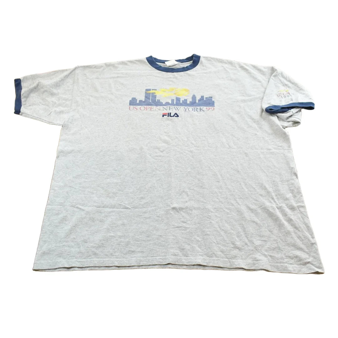 Vintage 1999 FILA US Open Tennis Ringer T-Shirt Mens 3XL from propervintagecanada