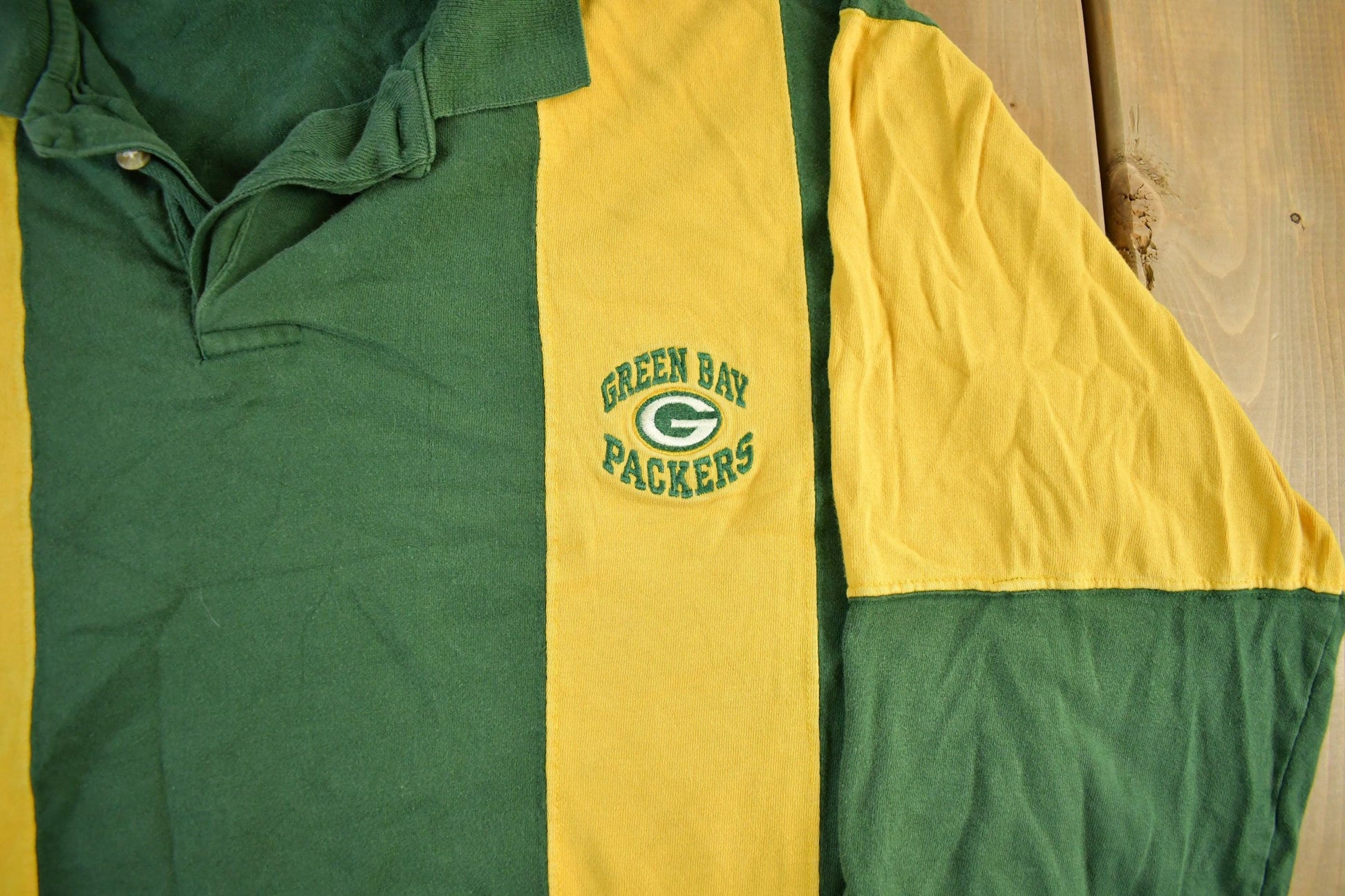Vintage 1999 Green Bay Packers NFL Long Sleeve Rugby Polo Shirt Men's Large