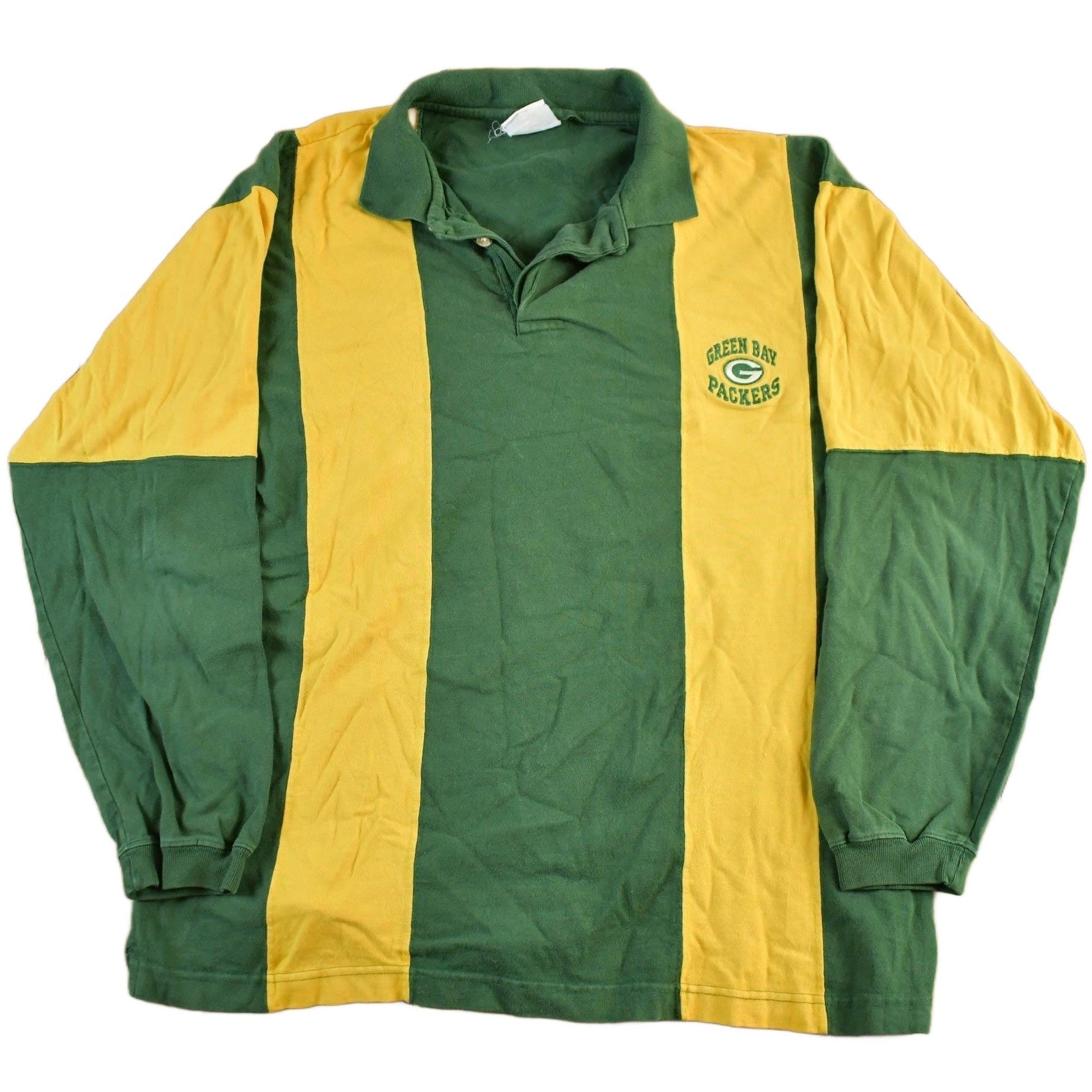 Vintage 1999 Green Bay Packers NFL Long Sleeve Rugby Polo Shirt Men's Large
