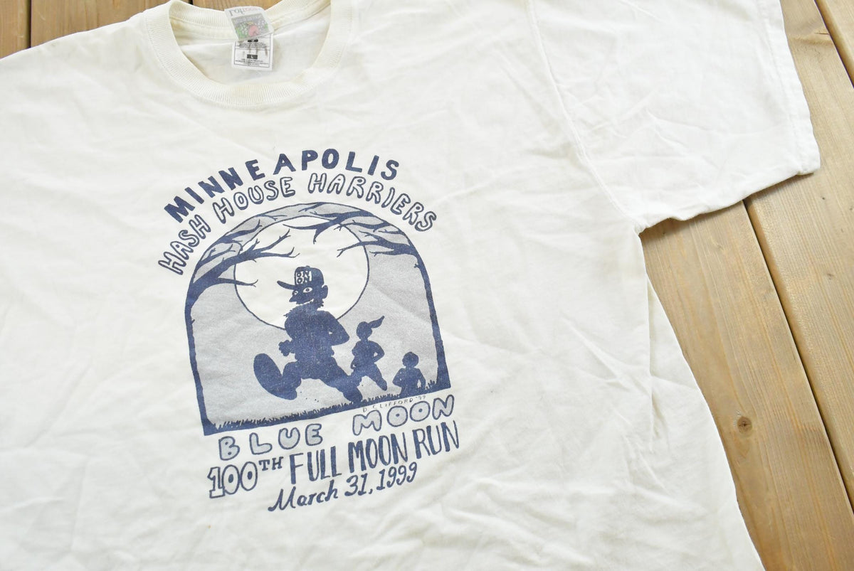 Vintage 1999 Minneapolis Blue Moon Full Moon Run T-Shirt Mens L from propervintagecanada