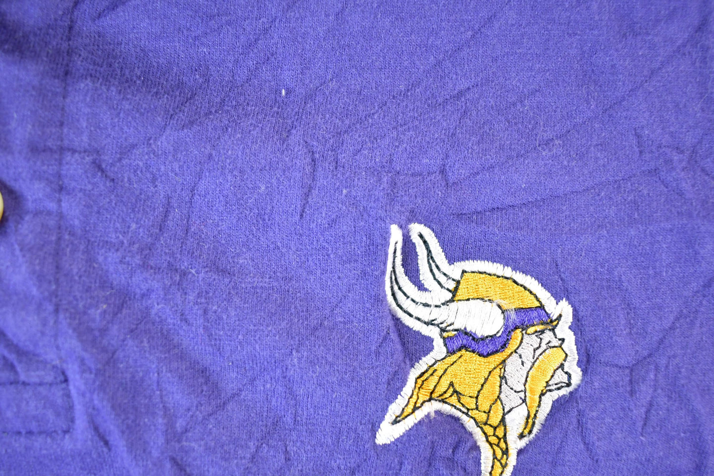 Vintage 1999 Minnesota Vikings NFL Embroidered Quarter Button Shirt Mens XL from propervintagecanada
