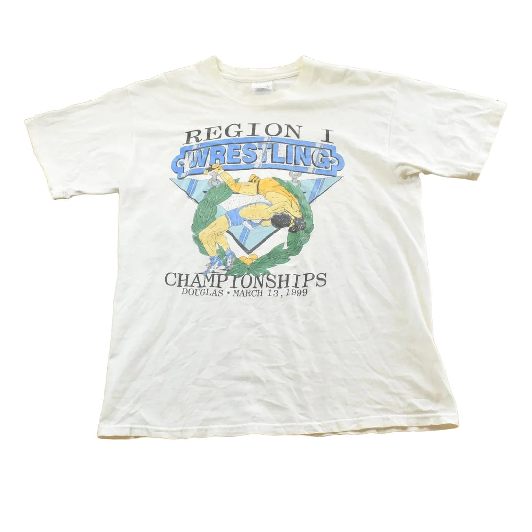 Vintage 1999 Refion 1 Wrestling Championships High School T Shirt Mens L from propervintagecanada