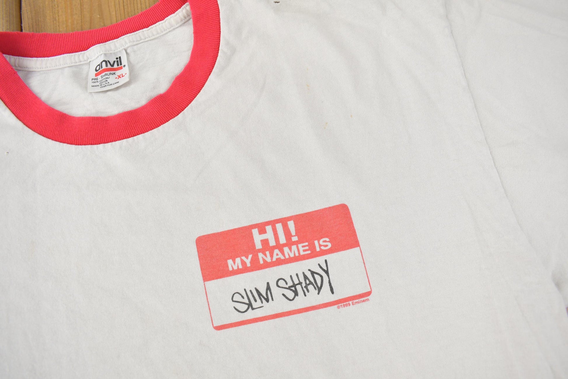 Vintage 1999 Slim Shady Eminem Graphic Ringer T Shirt from propervintagecanada