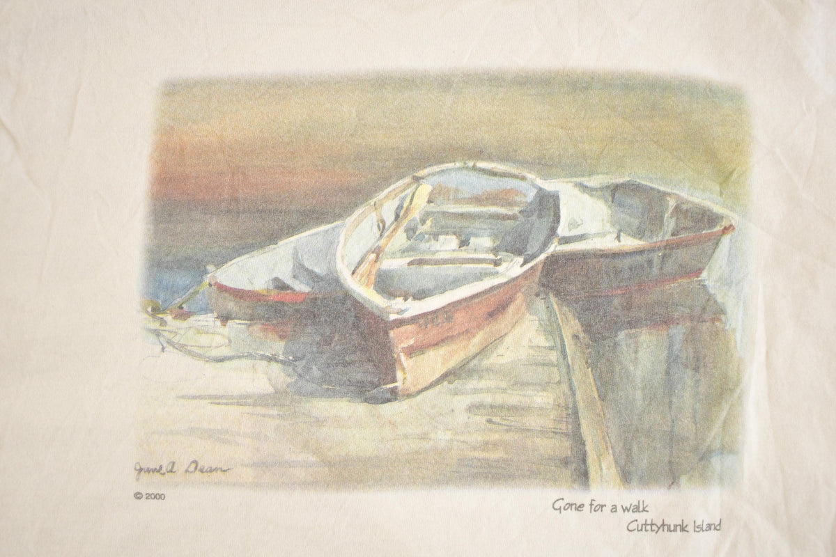Vintage 2000 Cuttyhunk Island Souvenir Canoe T-Shirt Mens M from propervintagecanada