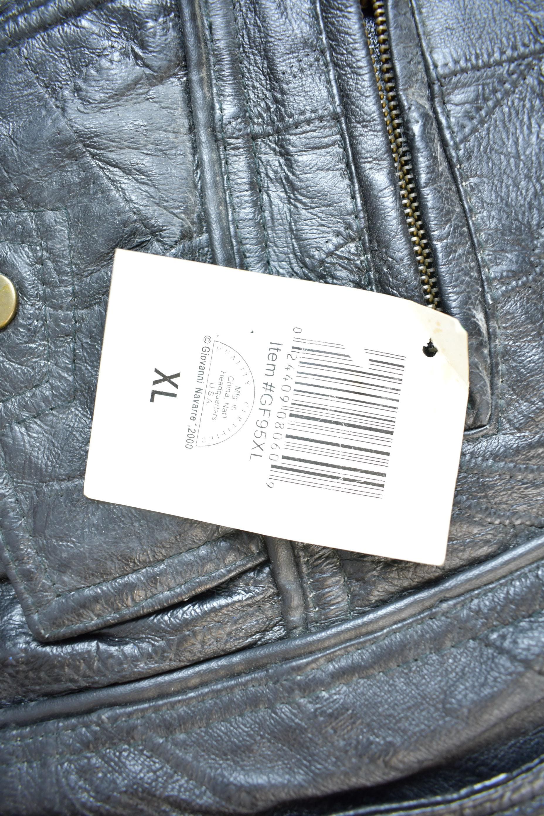 Vintage 2000 Giovanni Navarre Leather Biker Jacket With Lining Men's XL NWT from propervintagecanada