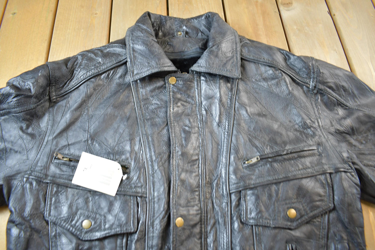 Vintage 2000 Giovanni Navarre Leather Biker Jacket With Lining Men's XL NWT from propervintagecanada