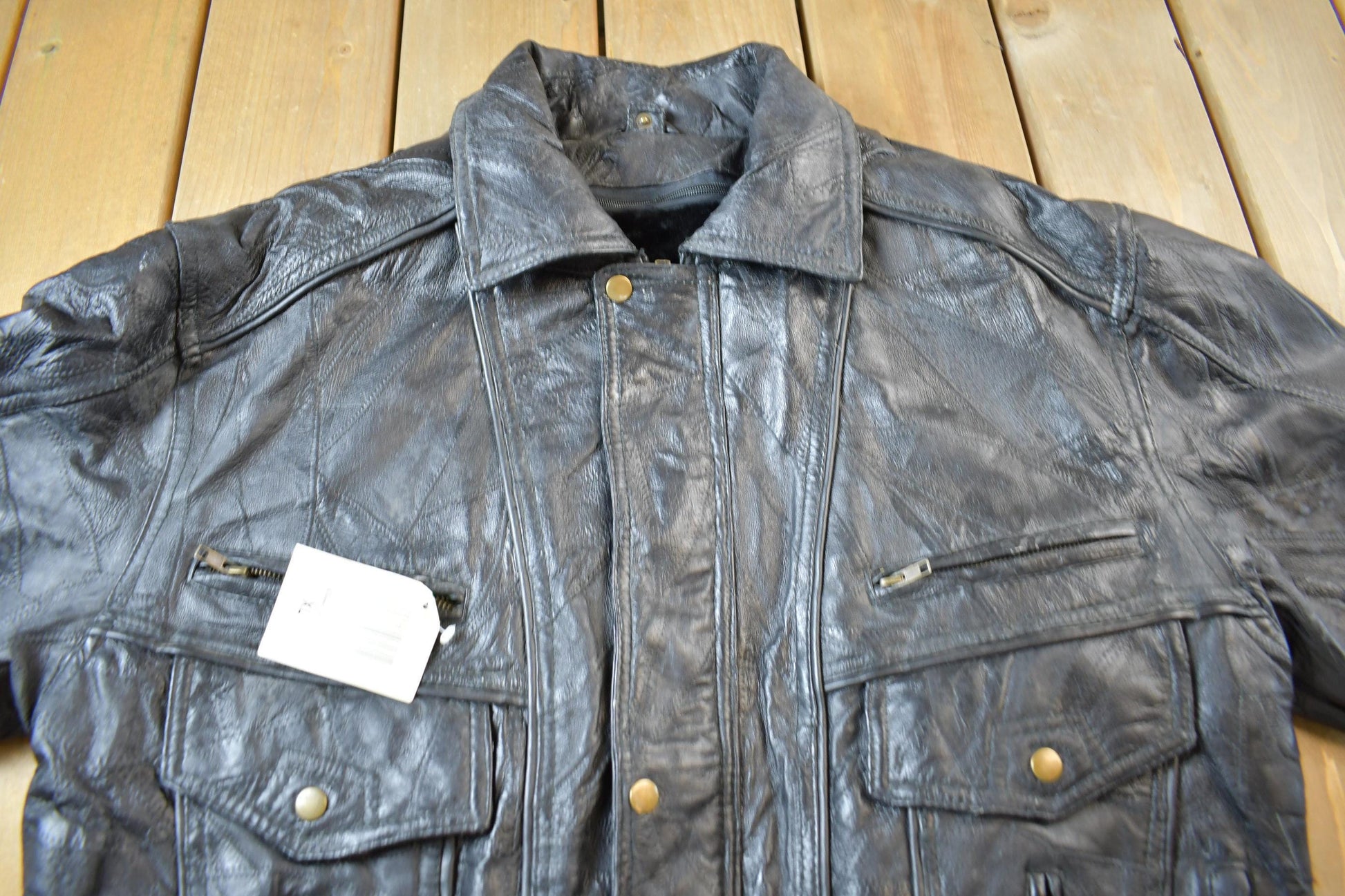 Vintage 2000 Giovanni Navarre Leather Biker Jacket With Lining Men's XL NWT from propervintagecanada