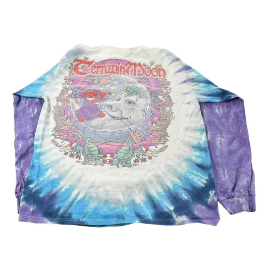 Vintage 2000 Grateful Dead Terrapin Moon Tie Dye Long Sleeve Liquid Blue Band T Shirt Men's L from propervintagecanada