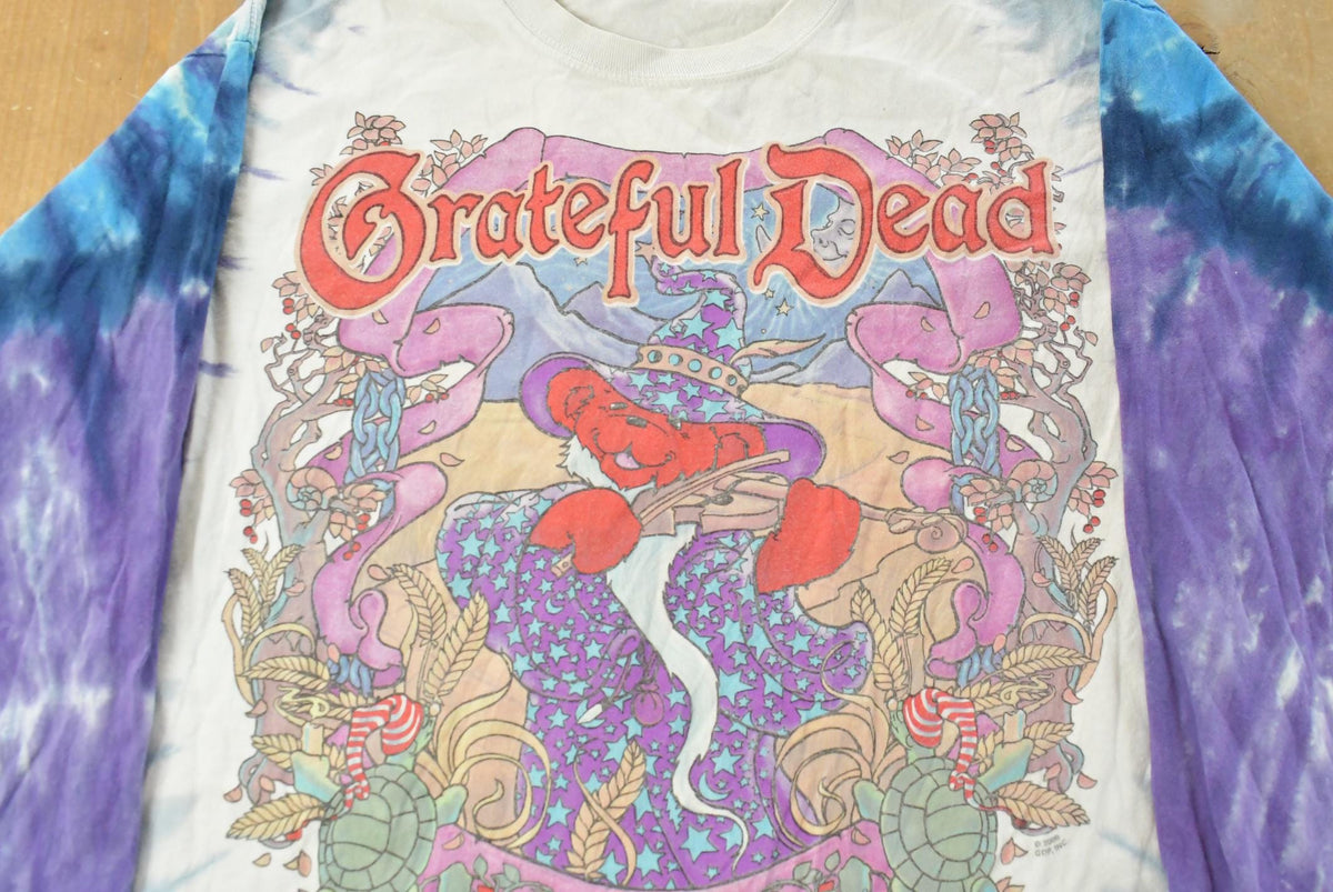 Vintage 2000 Grateful Dead Terrapin Moon Tie Dye Long Sleeve Liquid Blue Band T Shirt Men's L from propervintagecanada