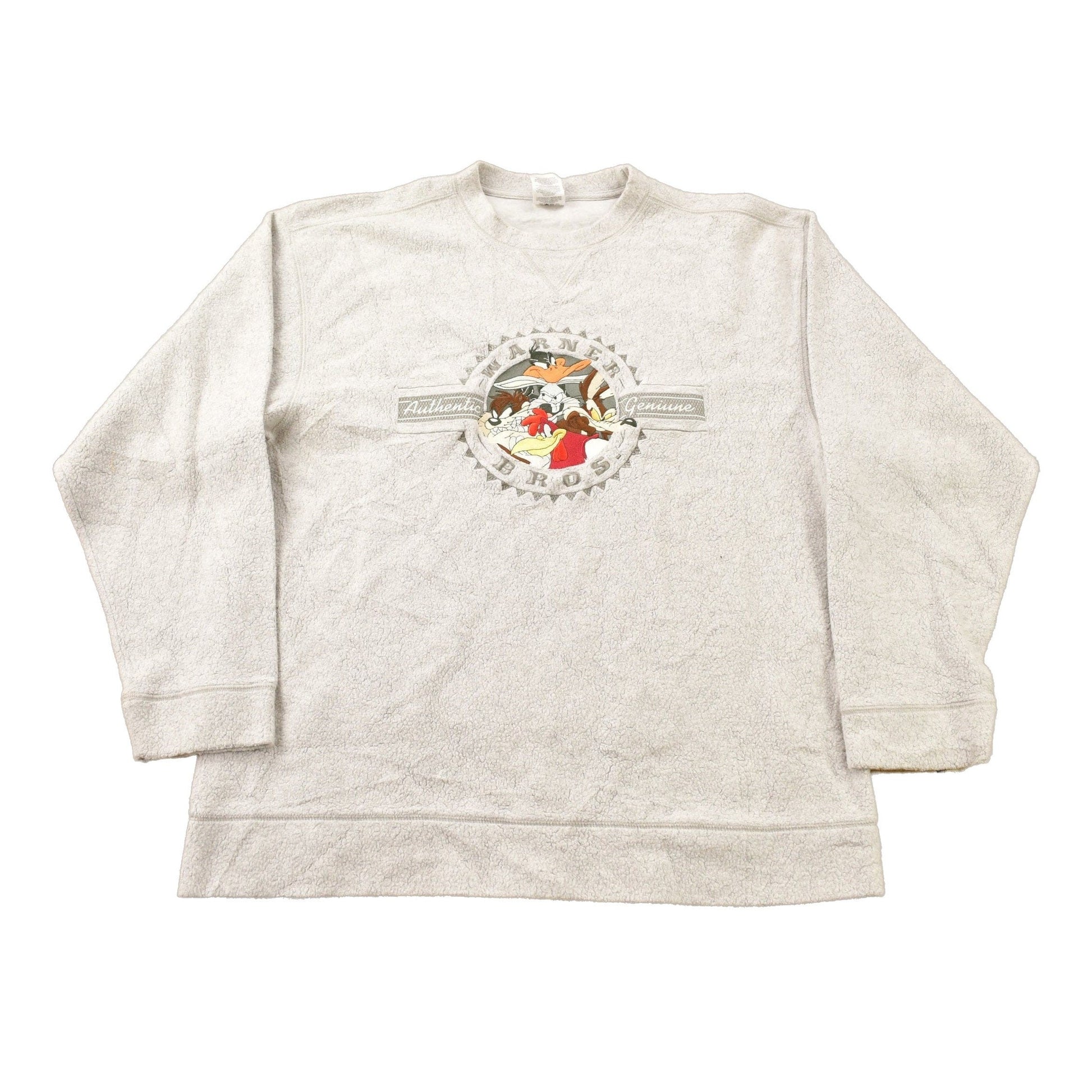 Vintage 2000 Looney Tunes Embroidered Fleece Crewneck Sweatshirt Men's Large from propervintagecanada