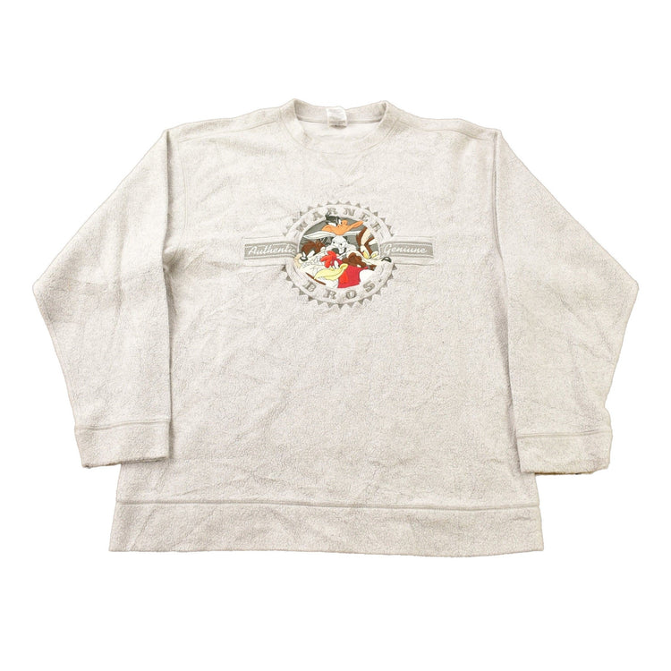 Vintage 2000 Looney Tunes Embroidered Fleece Crewneck Sweatshirt Men's Large from propervintagecanada