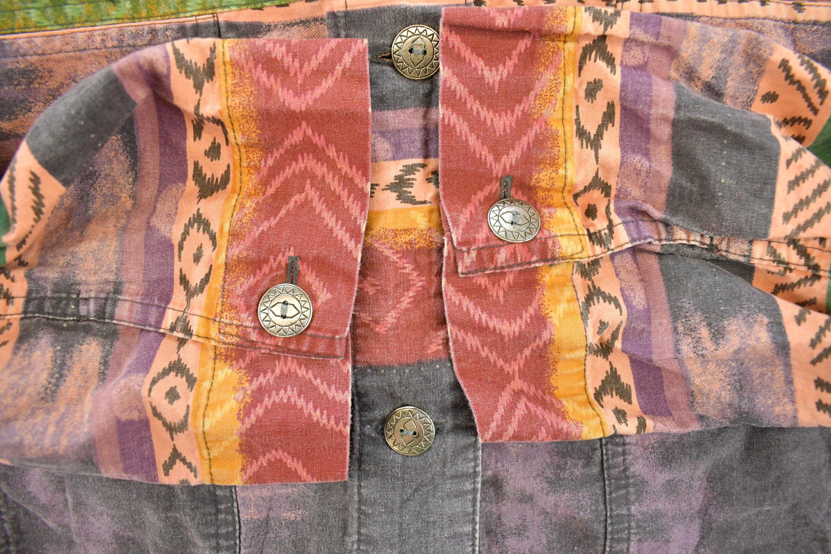 Vintage 2000s Attitude Aztec All Over Print Button Up Shirt Women's M / Y2K Streetwear / Geometric Pattern / Western / Navajo from propervintagecanada
