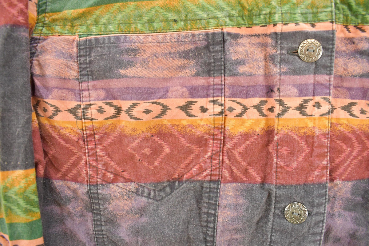 Vintage 2000s Attitude Aztec All Over Print Button Up Shirt Women's M / Y2K Streetwear / Geometric Pattern / Western / Navajo from propervintagecanada