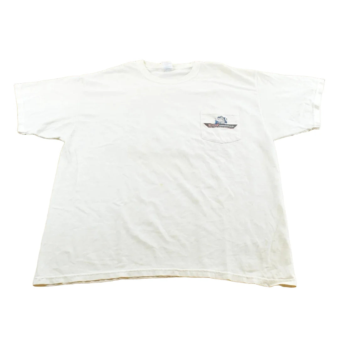 Vintage 2000s Bite Me Fishwear Catfish Promotional Souvenir Pocket T-Shirt Men's XL from propervintagecanada