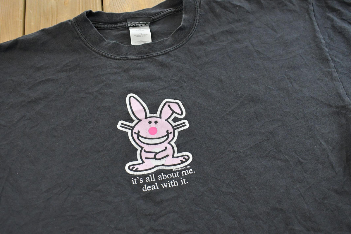 Vintage 2000s Black Jack Jim Benton Happy Bunny All About Me T-Shirt Mens XL from propervintagecanada