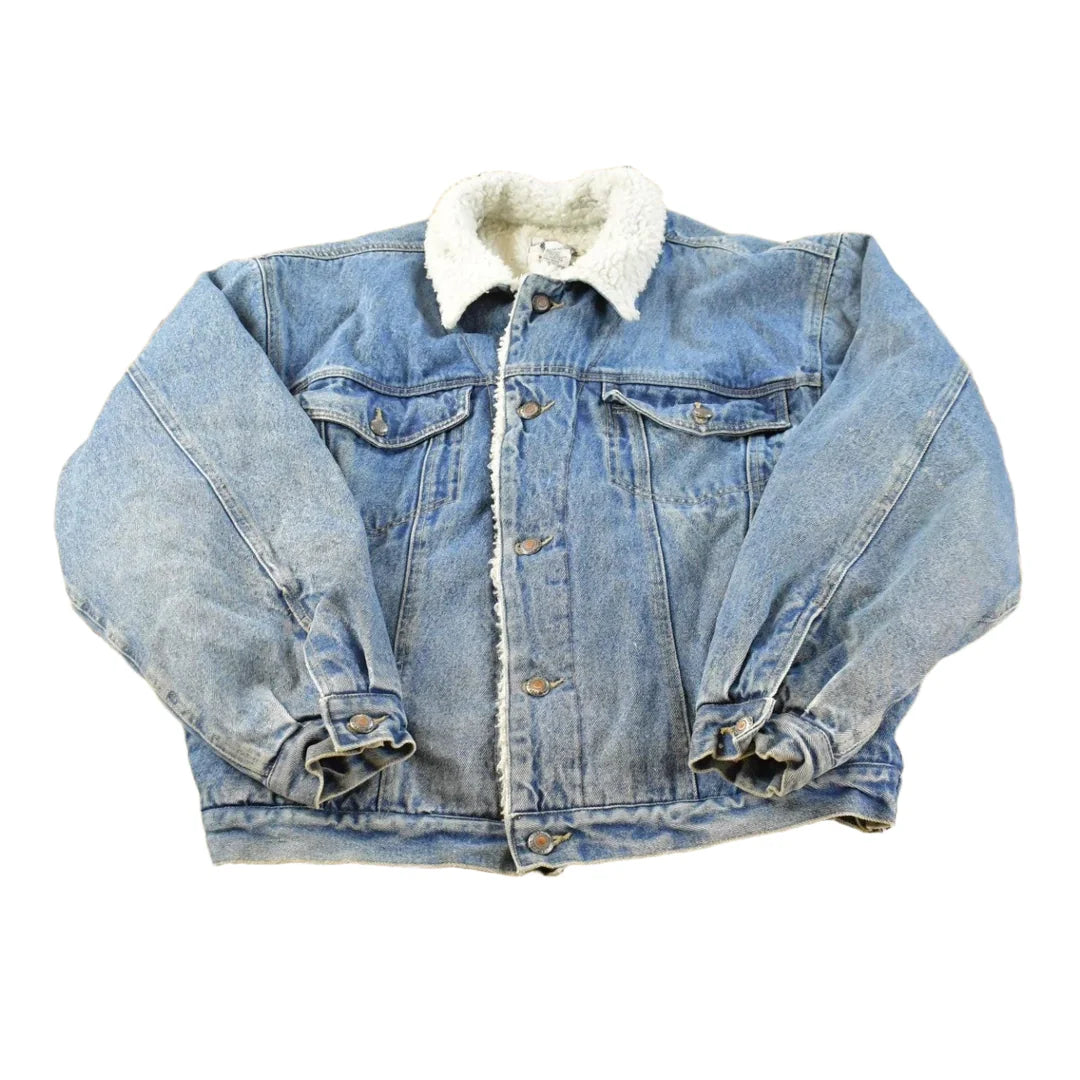 Vintage 2000s Bugle Boy Denim Jean Sherpa Jacket Men's L / Outdoorsman / 00s Streetwear / Y2K Outerwear from propervintagecanada