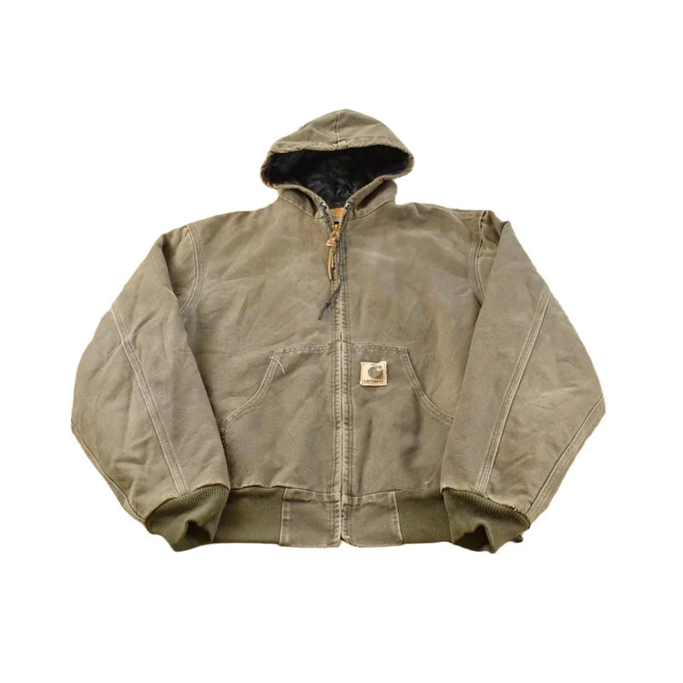 Vintage 2000s Carhartt Distressed Brown Canvas Hooded Jacket Men's L from propervintagecanada