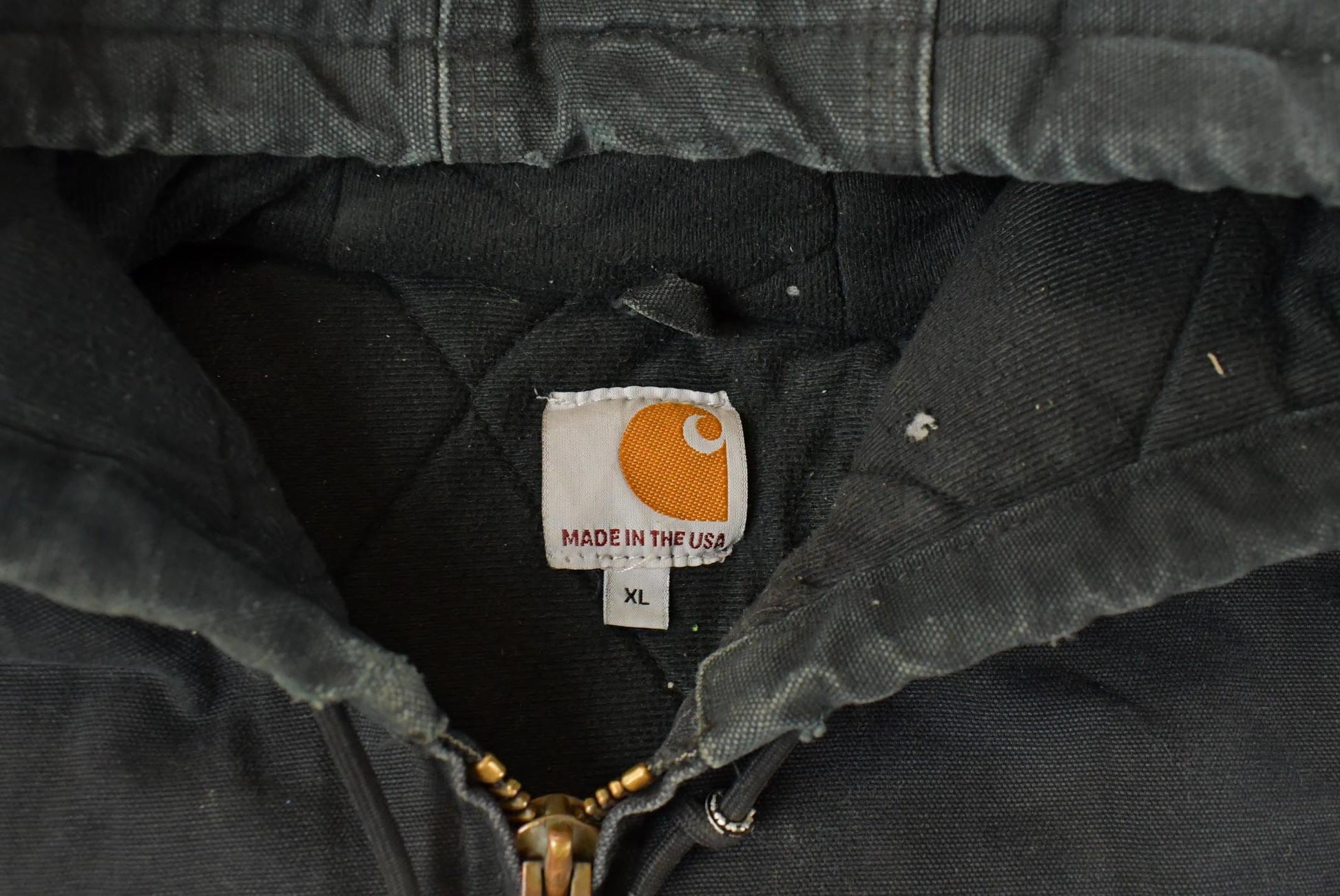 Vintage 2000s Carhartt Distressed Canvas Hooded Jacket Men's XL / Thrashed Sun Faded Work Wear / Y2K Americana from propervintagecanada