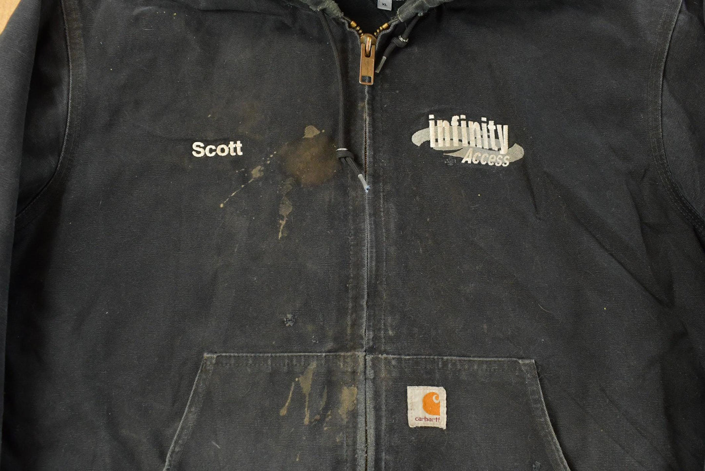 Vintage 2000s Carhartt Distressed Canvas Hooded Jacket Men's XL / Thrashed Sun Faded Work Wear / Y2K Americana from propervintagecanada