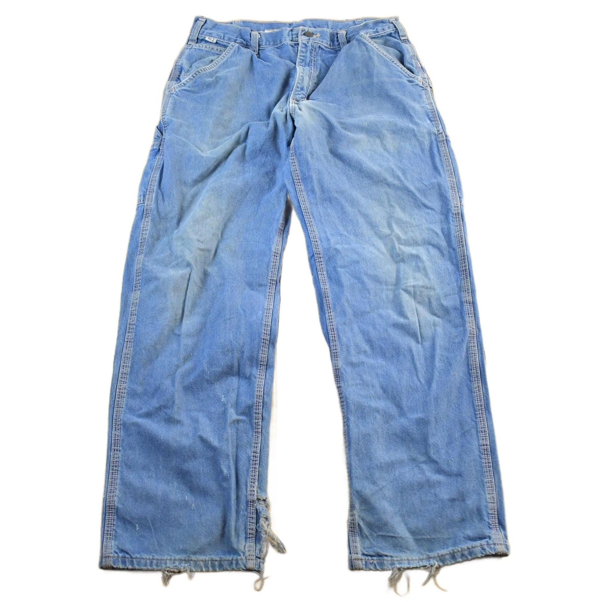 Vintage 2000s Carhartt Distressed Fire Resistant FR Workwear Denim Jeans Men's 32 x 30 from propervintagecanada