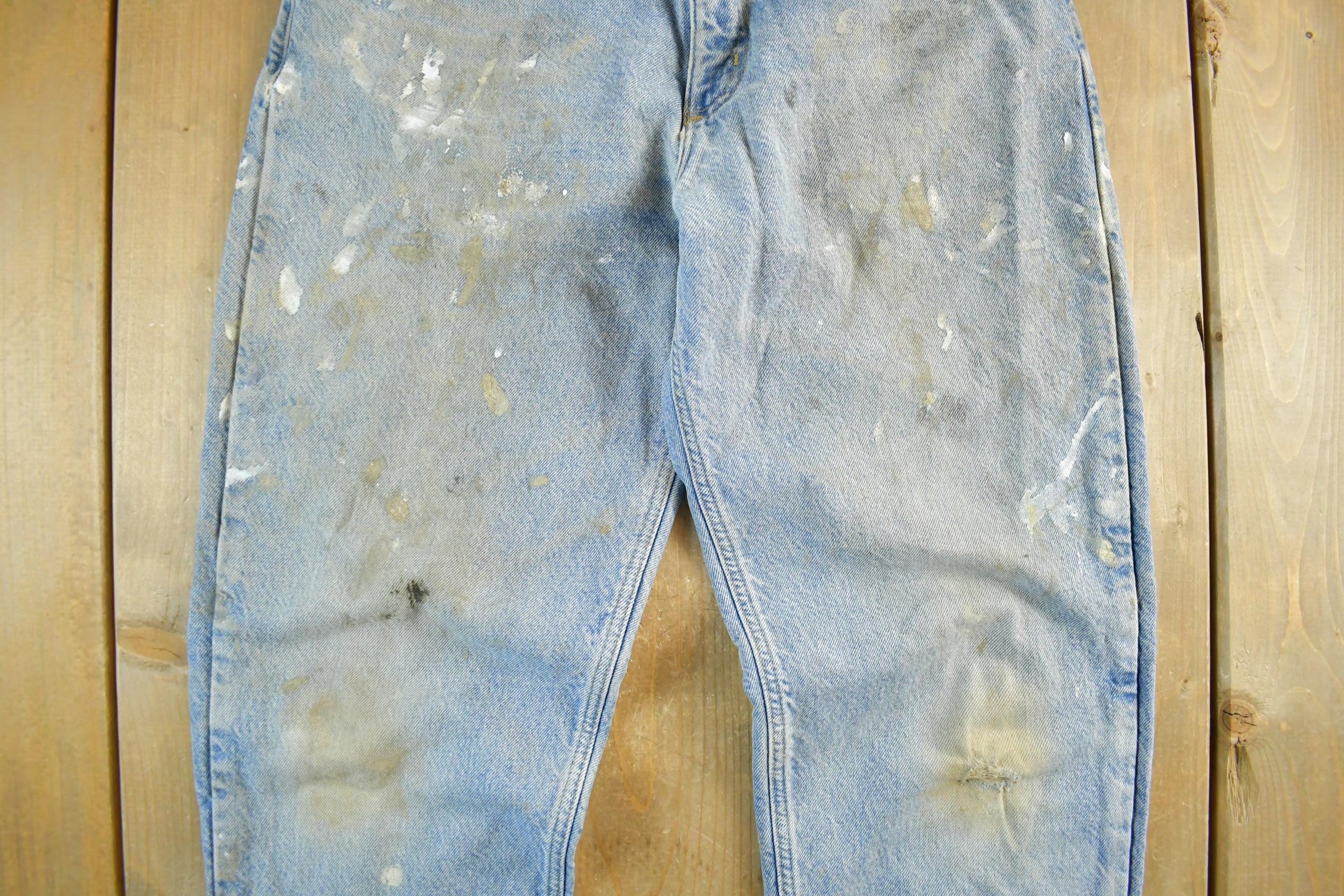 Vintage 2000s Carhartt Distressed Flannel Lined Denim Work Jeans Men's 34 x 33 from propervintagecanada