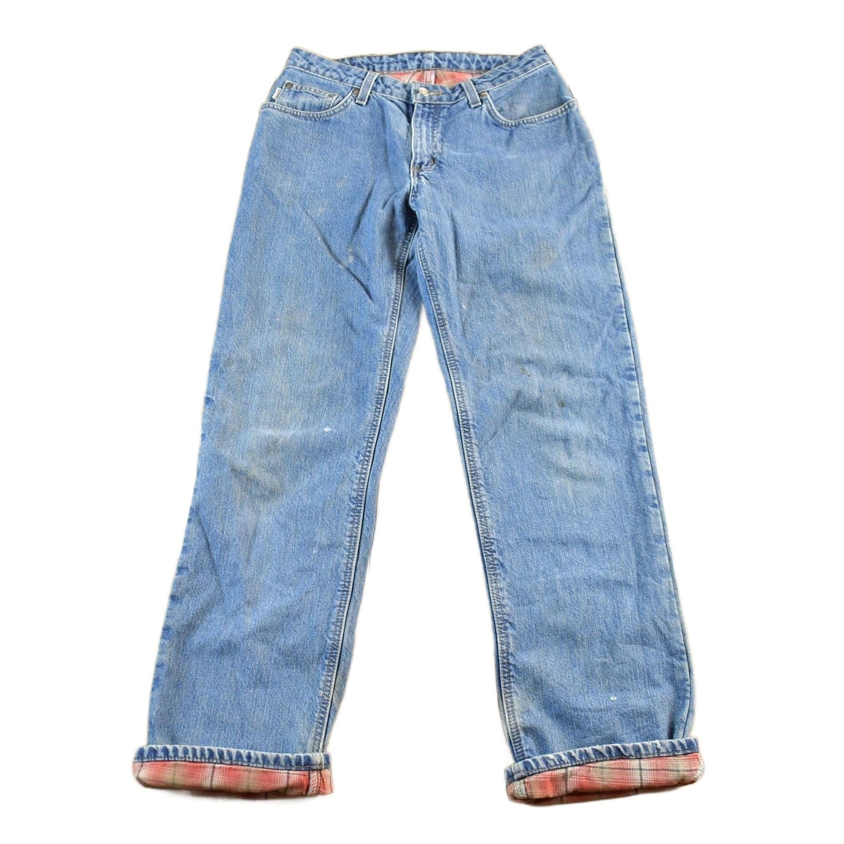 Vintage 2000s Carhartt Distressed Flannel Lined Denim Work Jeans Women's 29 x 32