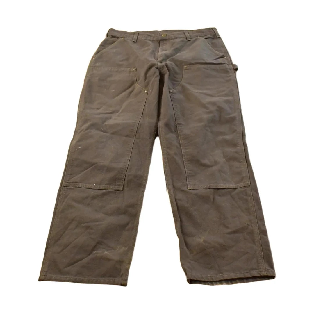Vintage 2000s Carhartt Double Knee Dark Brown Canvas Pants Men's 36 x 31.5 from propervintagecanada