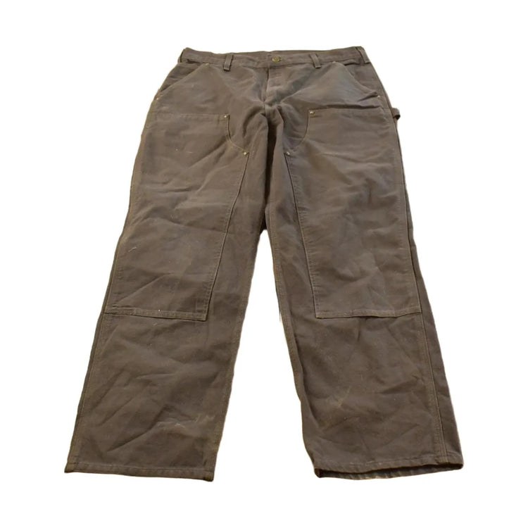 Vintage 2000s Carhartt Double Knee Dark Brown Canvas Pants Men's 36 x 31.5 from propervintagecanada
