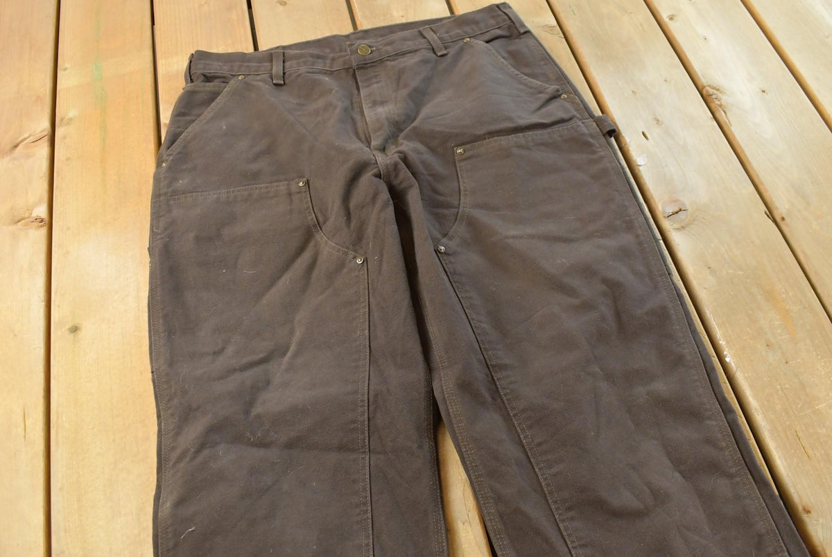 Vintage 2000s Carhartt Double Knee Dark Brown Canvas Pants Men's 36 x 31.5 from propervintagecanada