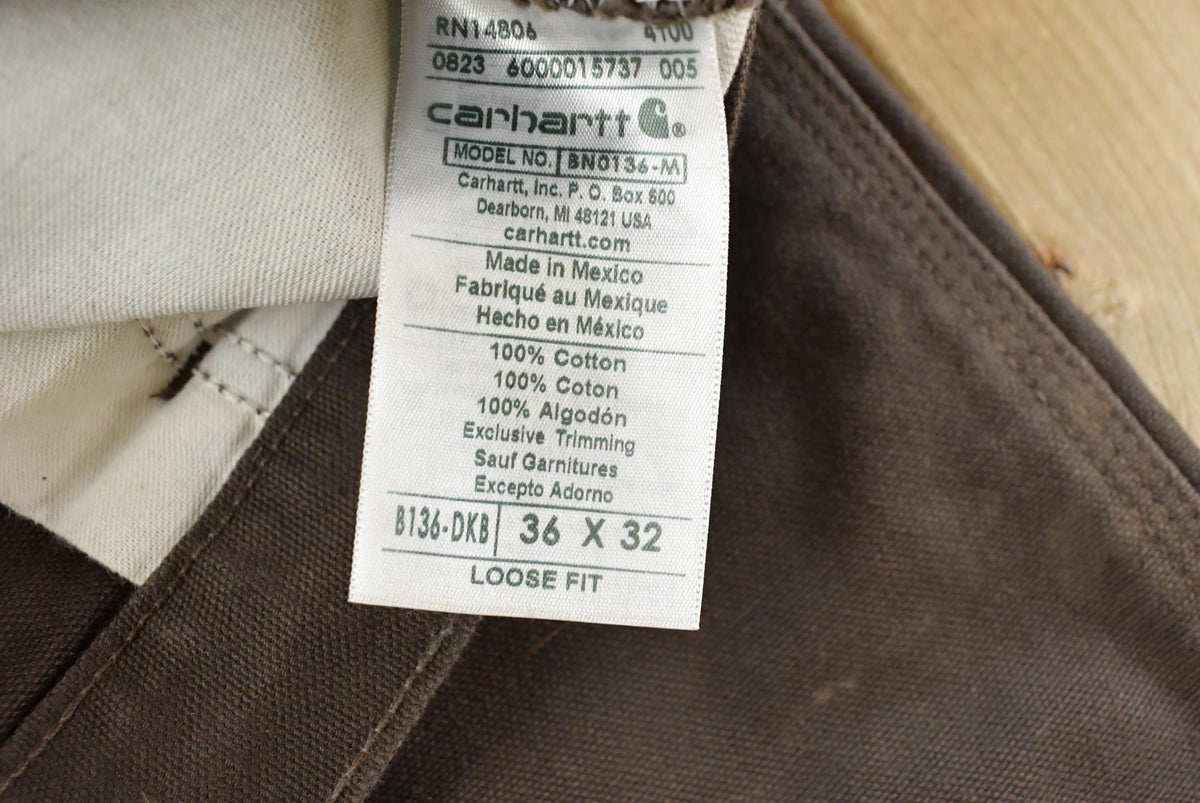 Vintage 2000s Carhartt Double Knee Dark Brown Canvas Pants Men's 36 x 31.5 from propervintagecanada