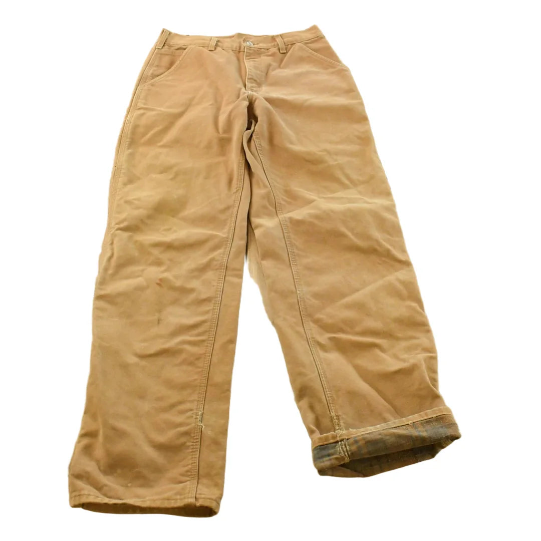 Vintage 2000s Carhartt Flannel Lined Canvas Work Pants Men's 36 x 31 from propervintagecanada