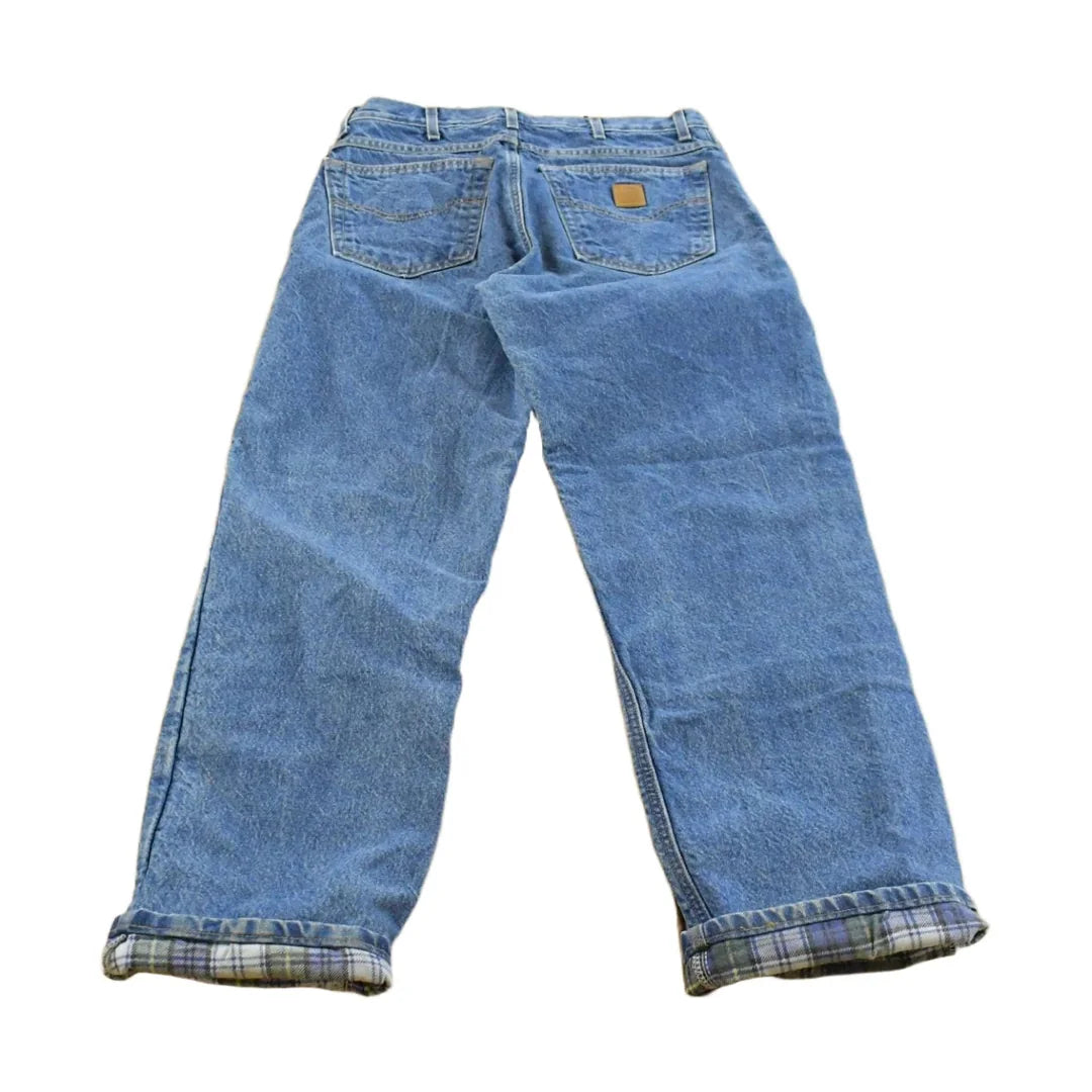 Vintage 2000s Carhartt Flannel Lined Denim Work Jeans Men's 32 x 31 from propervintagecanada