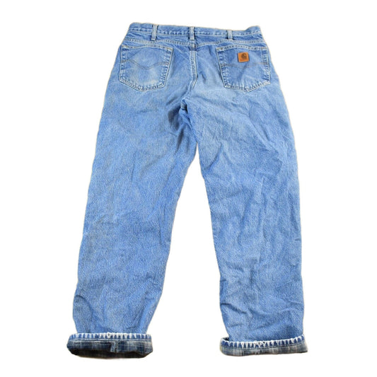 Vintage 2000s Carhartt Flannel Lined Denim Work Jeans Men's 36 x 32 from propervintagecanada