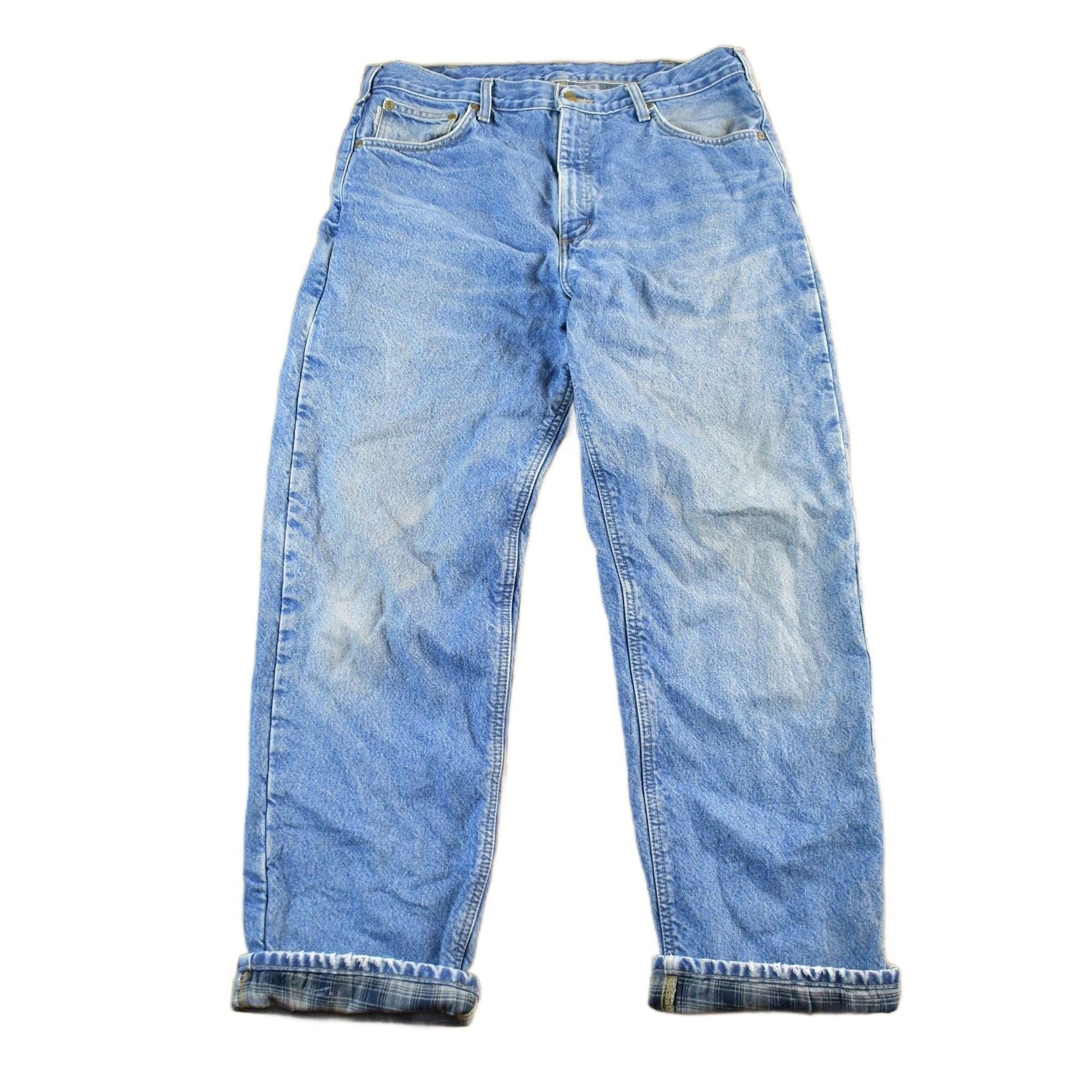 Vintage 2000s Carhartt Flannel Lined Denim Work Jeans Men's 36 x 32 from propervintagecanada