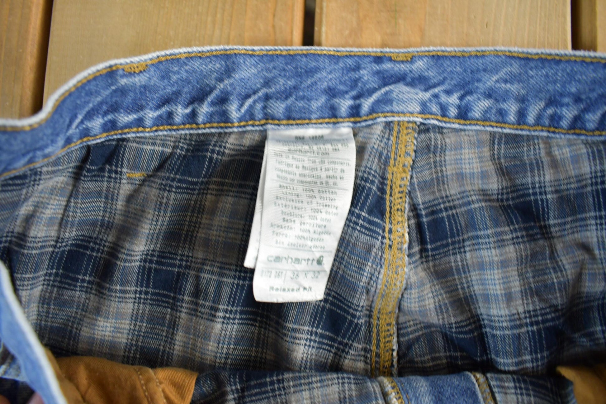 Vintage 2000s Carhartt Flannel Lined Denim Work Jeans Men's 36 x 32 from propervintagecanada