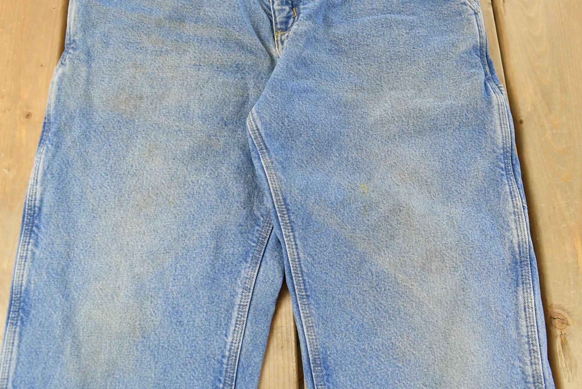 Vintage 2000s Carhartt Fleece Lined Denim Work Jeans Men's 35 x 31 from propervintagecanada