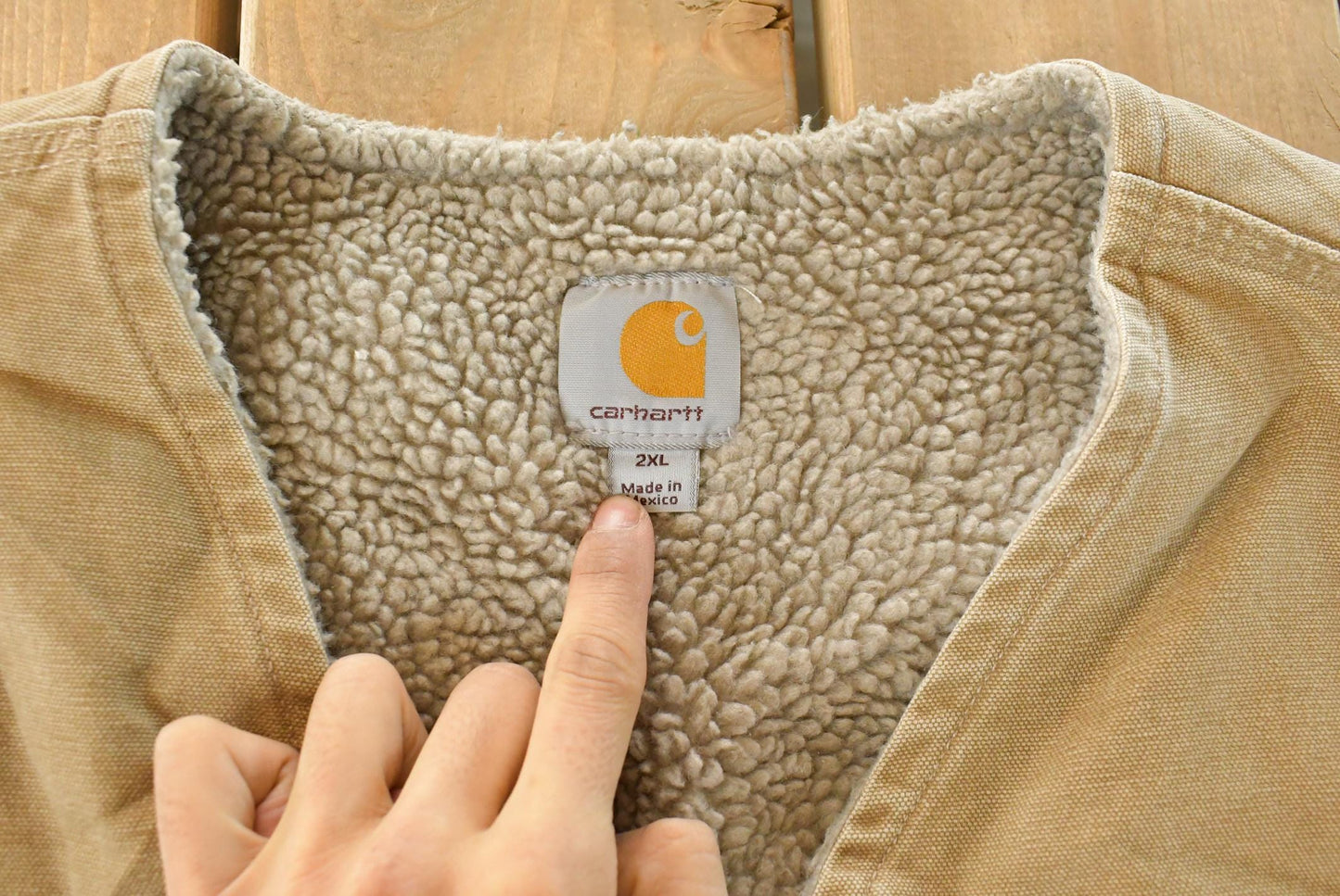 Vintage 2000s Carhartt Sun Faded Distressed Sherpa Lined Jacket Vest Mens 2XL / Y2K Workwear / Work Coat / USA Americana from propervintagecanada