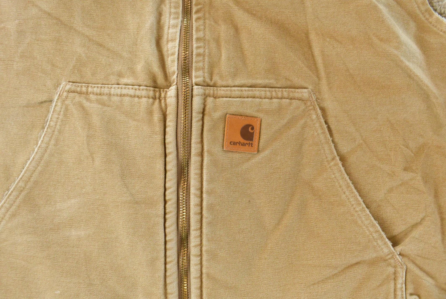 Vintage 2000s Carhartt Sun Faded Distressed Sherpa Lined Jacket Vest Mens 2XL / Y2K Workwear / Work Coat / USA Americana from propervintagecanada